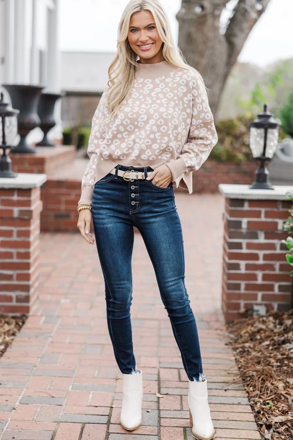 The Keeper Taupe Leopard Sweater