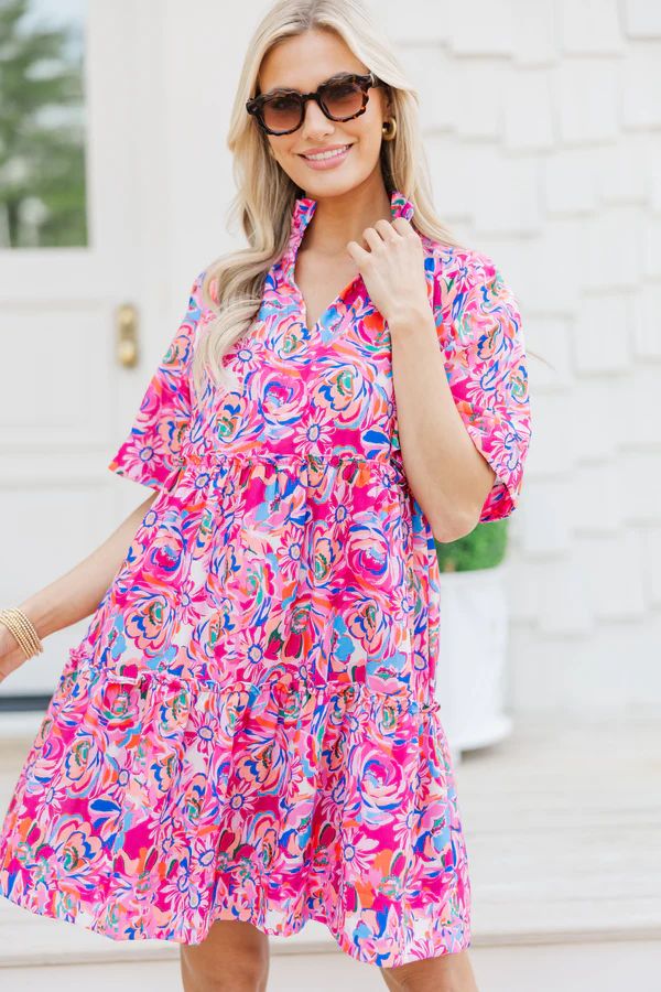 Feeling Your Best Pink Bold Floral Dress