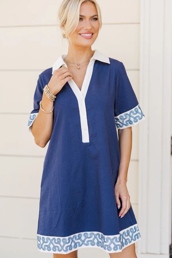 Say Hello For Me Navy Shift Dress