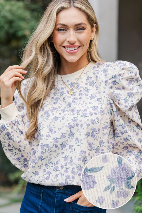 Flowers In The Breeze Cream Ditsy Floral Sweater