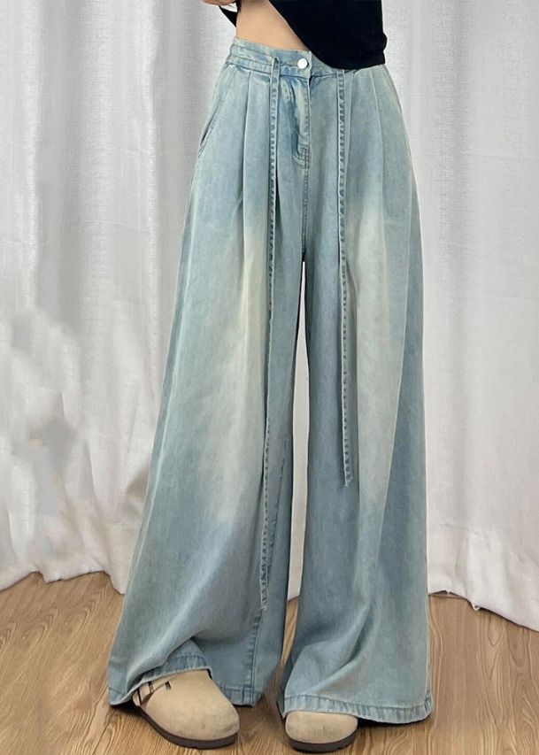 Boutique Blue High Waist Pockets Wide Leg Jeans